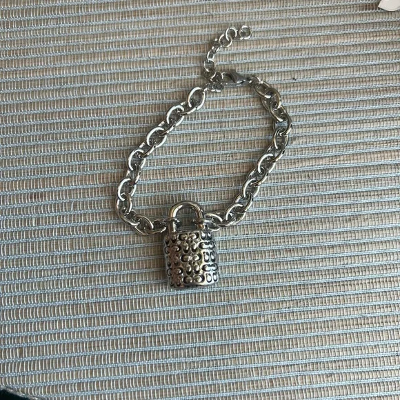 Silver Chain Bracelet with Padlock Charm - Picture 3 of 3